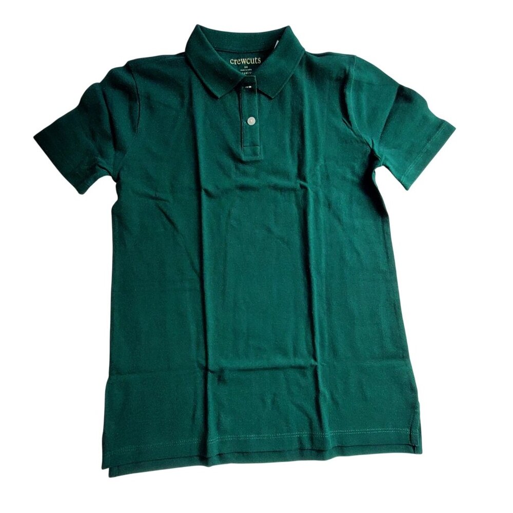 Crewcuts Kids Polo Shirt Green Size 12 Short Sleeve Button Collar Made In India - Picture 1 of 10